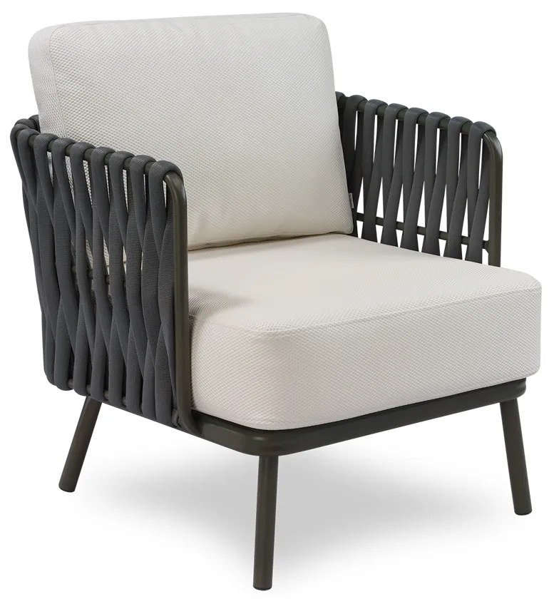 Poltrona Nath Área Externa Trama Tricô Náutico Estrutura Alumínio Eco Friendly Design