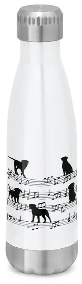 Garrafa Térmica Inox Brilhante 510 ml Cachorro Musical Preto - Branco