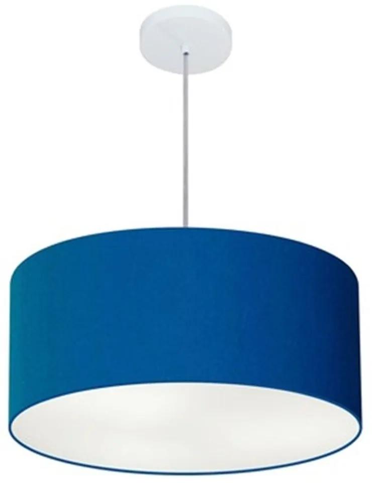 Pendente Cilíndrico Vivare Free Lux Md-4386 Cúpula em Tecido - Azul-Marinho - Canopla branca e fio transparente