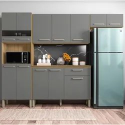 Cozinha Compacta Com Balcão 251cm Louis K02 Freijó/Gris - Mpozenato