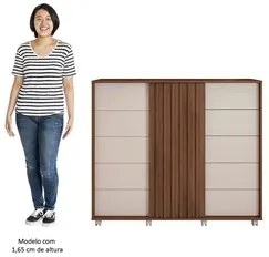 Cômoda Sapateira Com Rodízios Pegasus Havana/Off White - Caemmun