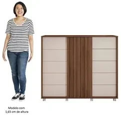 Cômoda Sapateira Com Rodízios Pegasus Havana/Off White - Caemmun