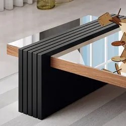Mesa de Centro com Espelho para Sala de Estar 107cm Luna Nature/Preto