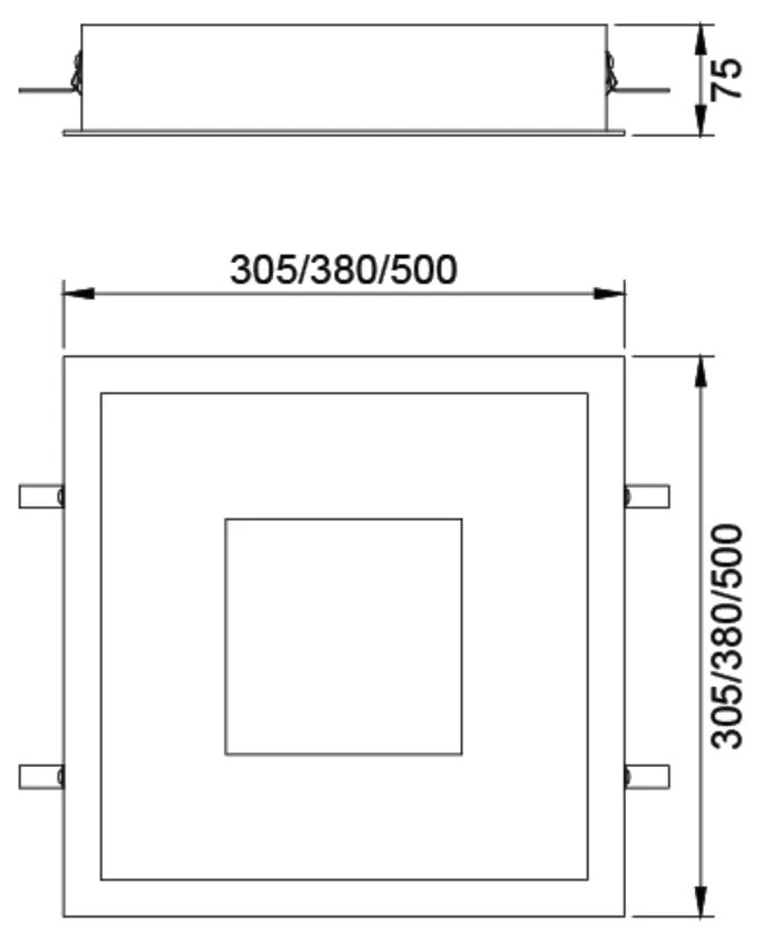 Embutido Dona 30,5X30,5Cm Led 16,4W Bivolt | Usina 19300/30 (FN-F - Fendi Fosco, 3000k)