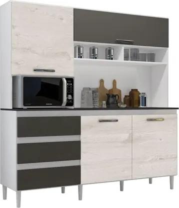 Cozinha Compacta 04 Portas Florença Branco/Aspen/Canela - MPdecor