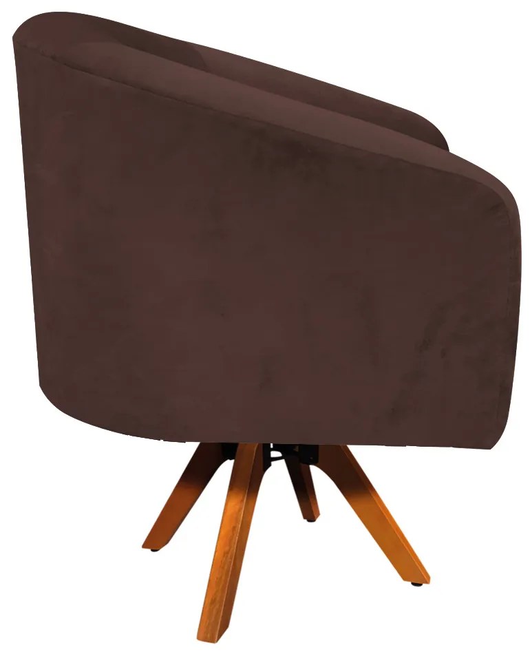 Poltrona Decorativa Giratória MM30 Stella Suede Marrom D03 - D'Rossi