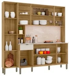 Cozinha Compacta Com Balcão 200cm Louvre K02 Freijó/Soft - Mpozenato