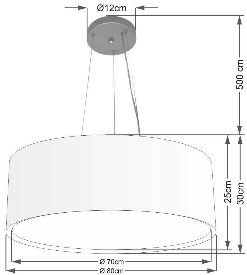 Lustre Pendente Cilíndrico Duplo Vivare Md-4126 Cúpula em Tecido 80x30cm - Bivolt