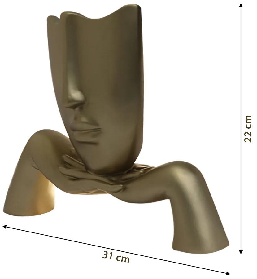 Escultura Decorativa Mascara Descanso Dourado Fosco G07 - Gran Belo