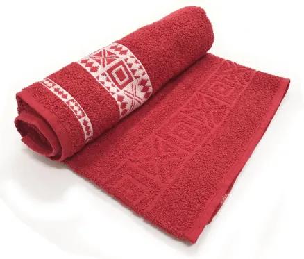 Toalha De Banho Nomade  Cor Vermelha C/ Branco 75cm X 1,40m