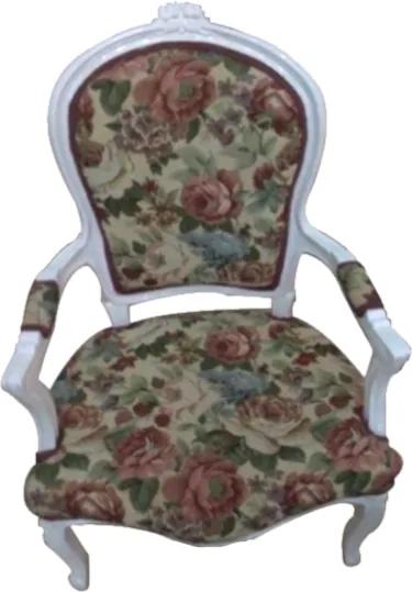 Cadeira Em Madeira Com Assento Florido