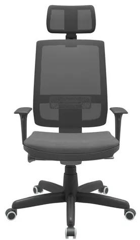 Cadeira Office Brizza Tela Preta Com Encosto Assento Poliester Cinza Autocompensador Base Standard 126cm - 63358 Sun House