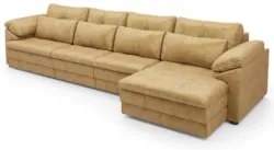 Sofá Retrátil 4 Lugares Para Sala 379cm Dijon Couro Bege S07 - Mpozena