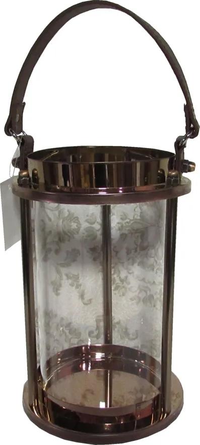 Lanterna Decorativa em Vidro e Alumínio 23 cm x 16 cm