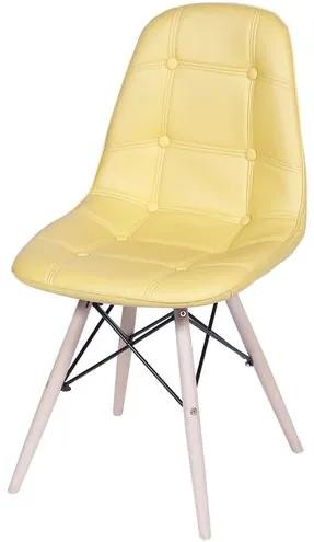 Cadeira Eames Botone Amarela Base Madeira - 32945 Sun House