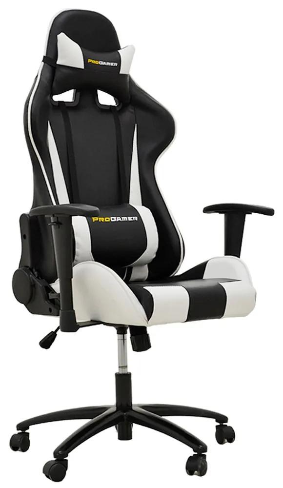 Cadeira Gamer Giratória Reclinável com Regulagem de Altura Ergonômica PRO-V Sport PU Sintético Preto/Branco G56 - Gran Belo