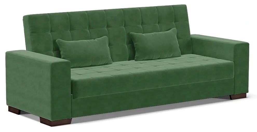 Sofá Cama 02 lugares Lisboa Suede Verde Pés de Madeira - D'Rossi