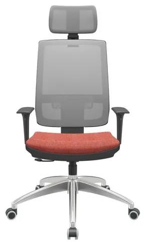 Cadeira Office Brizza Tela Cinza Com Encosto Assento Concept Rose RelaxPlax Base Aluminio 126cm - 63591 Sun House