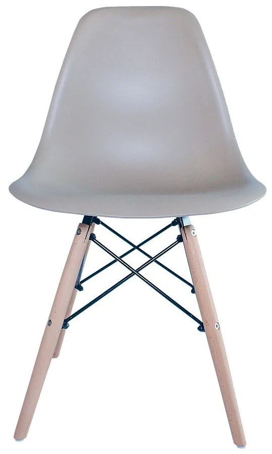 Kit 04 Cadeiras para Sala de Jantar Eiffel Eames Nude Base Madeira - D'Rossi