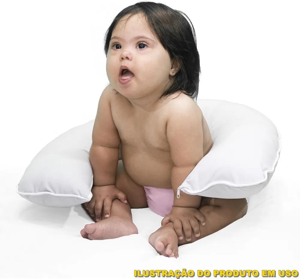 Almofada Apoio para Bebê Sentar Lisa com Ziper Percal Branco