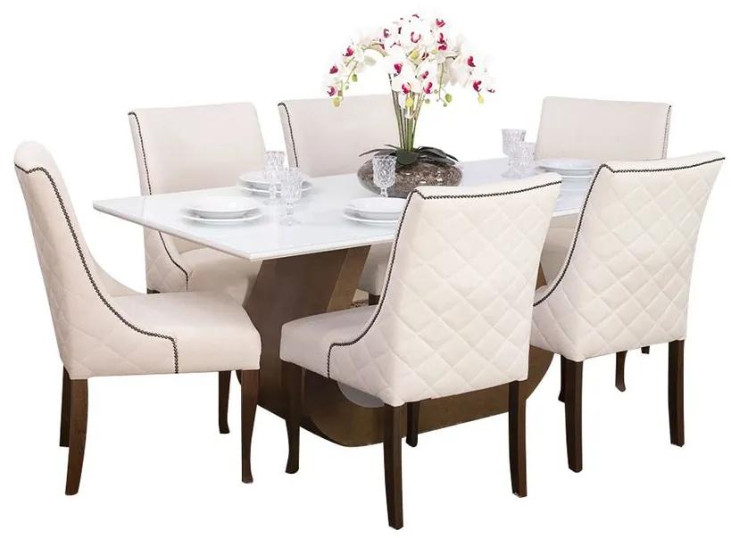 Conjunto Sala de Jantar Mesa Design com 6 Cadeiras Piper - Wood Prime 44662