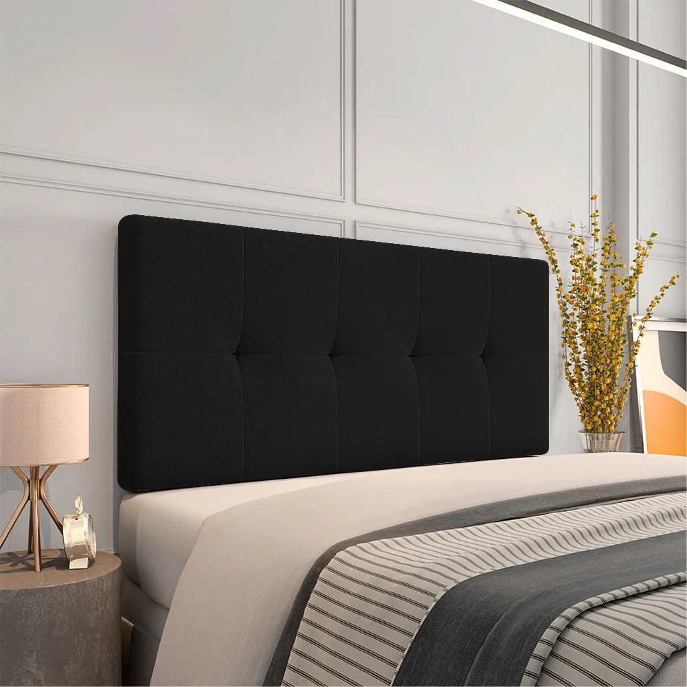 Cabeceira Painel Nina Para Cama Box Casal 140 cm Linho - D'Rossi - A79 Preto