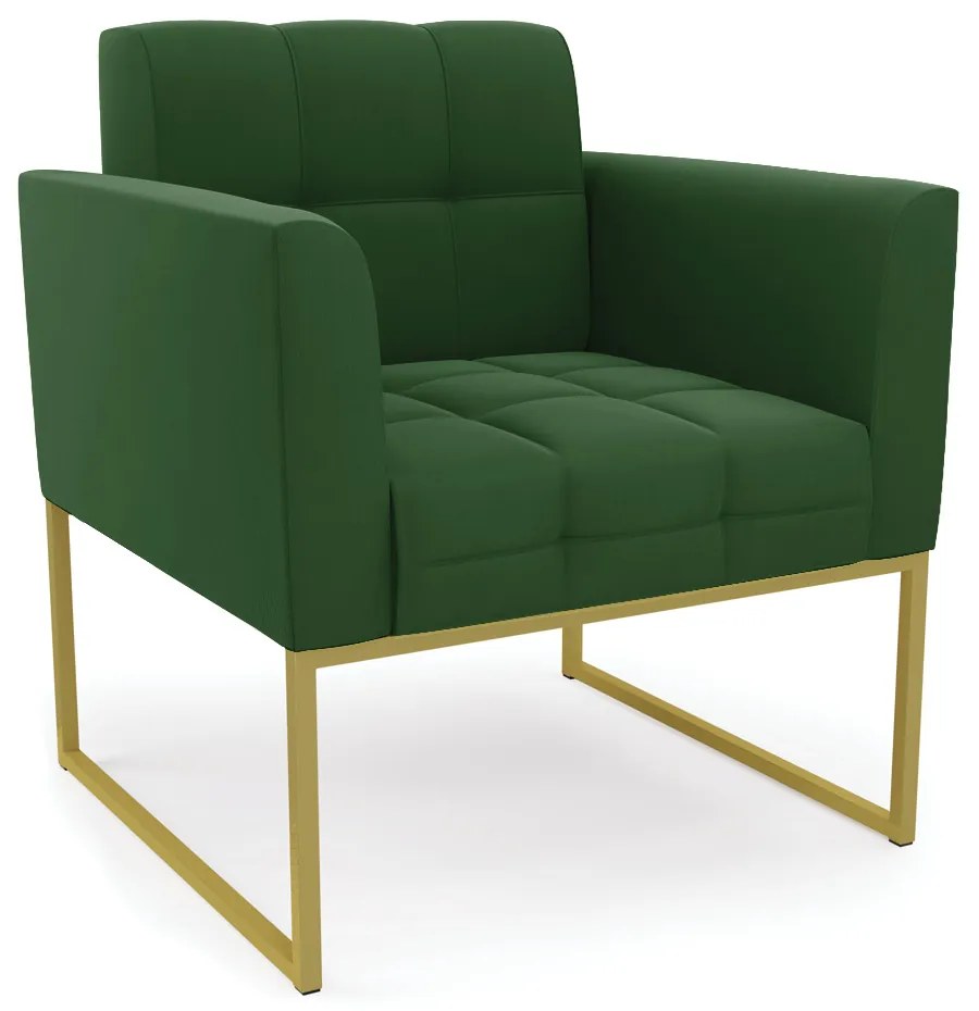 Poltrona Elisa Suede Base Metálica Industrial Dourado - D'Rossi - Verde