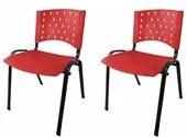 Kit 02 Cadeiras Empilháveis De Plástico Para Recepção CA300 Vermelho Lafatelli
