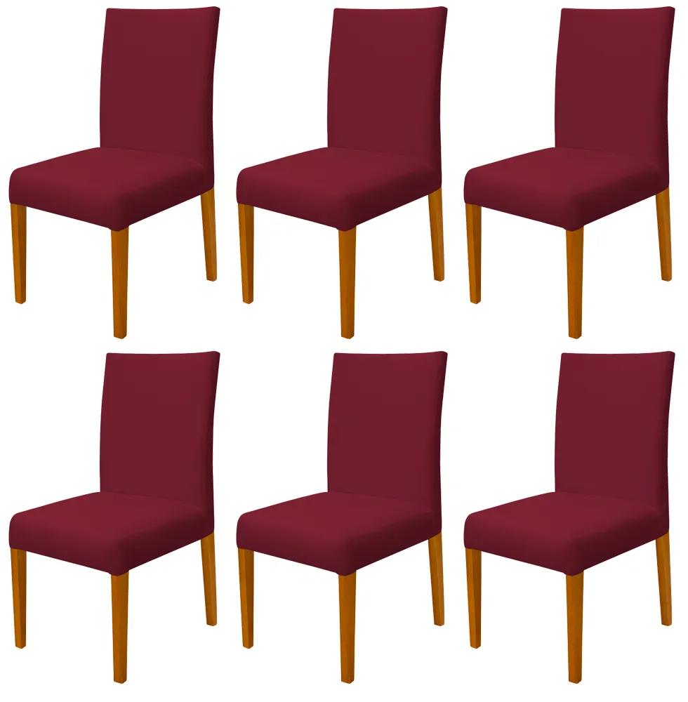 Kit 6 Cadeiras de Jantar Milan Veludo Bordô