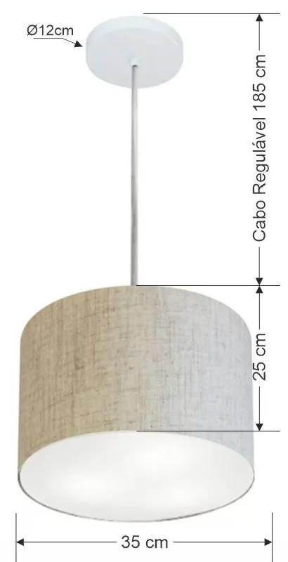 Lustre Pendente Cilíndrico Md-4211 Cúpula em Tecido 35x25cm Rustico Bege - Bivolt