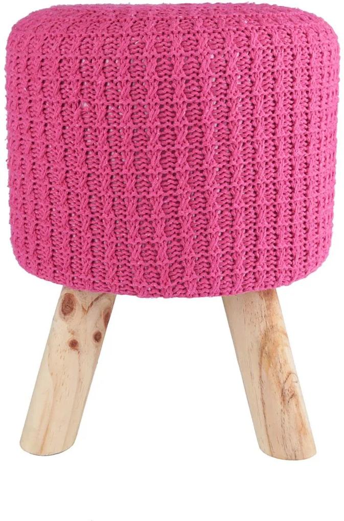 Puff Madeira Algodao Poliester Crochet 3 Feet Pink 30 X 38 X 30 Cm Urban