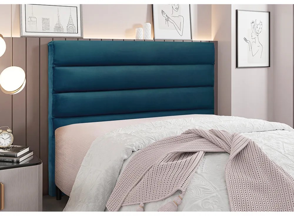 Cabeceira Cama Box Casal 140 cm Arles Veludo S04 - D'Rossi - Azul Marinho