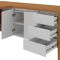 Mesa para Escritório em L Chefia 190cm Corp A06 Freijó/Branco - Mpozen