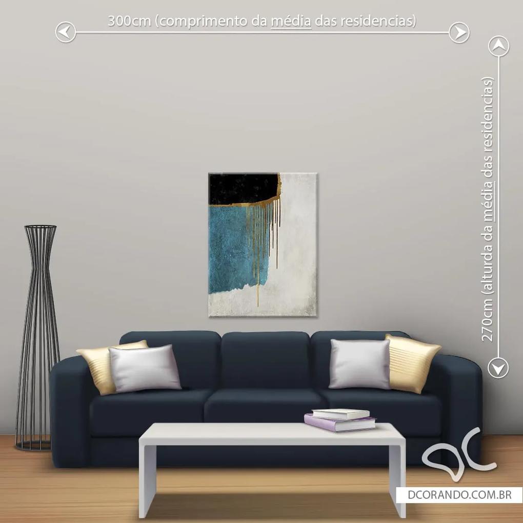 Quadro Abstrato Cinza e Azul Tree - Médio 86cm x 65cm, Tela Canvas