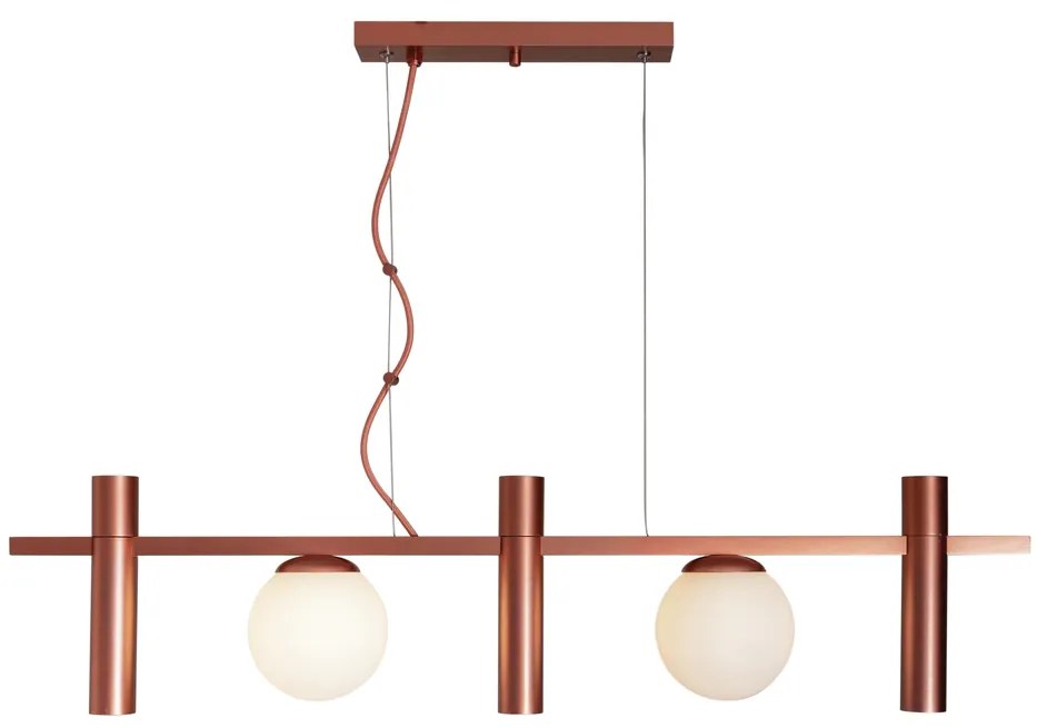Pendente Miscela 12X20X85Cm Tubo E Globo Ø12Cm 3Xmr11 / 2Xg9 - Usina 1... (CP-M / DR-P - Champanhe Metálico / Dourado Polido Brilho, Fosco (Branco))