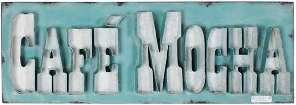Placa Big Letters Café Mocha Verde em Ferro - Urban - 60x20 cm