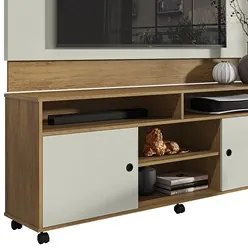 Painel para TV 60 Pol Suíça com Rack Bancada Reno Freijó/Cinza Cristal
