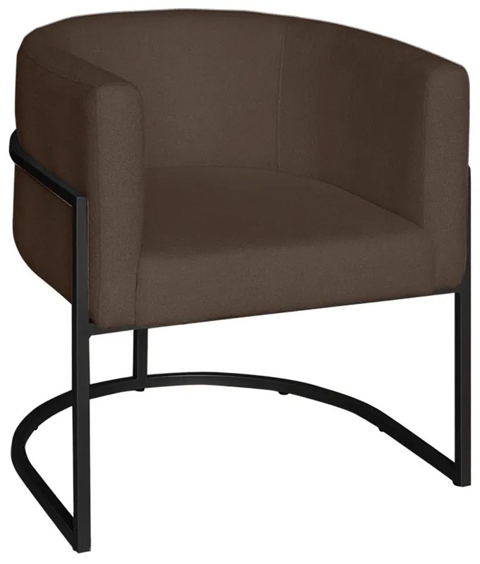 Poltrona Base Industrial Preto Sala de Estar Lety Veludo Chocolate S05 - D'Rossi