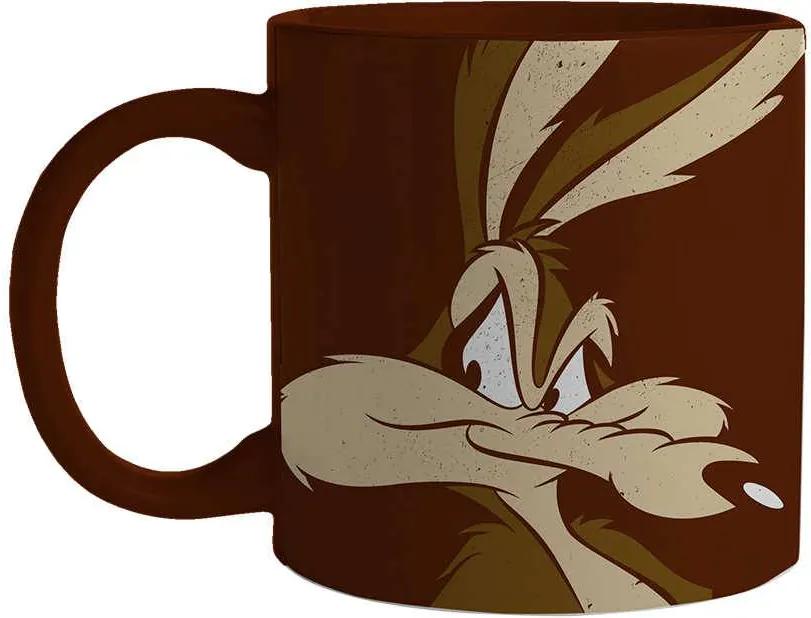 Caneca Looney Tunes Coyote Big Face Marrom 300 ml em Porcelana
