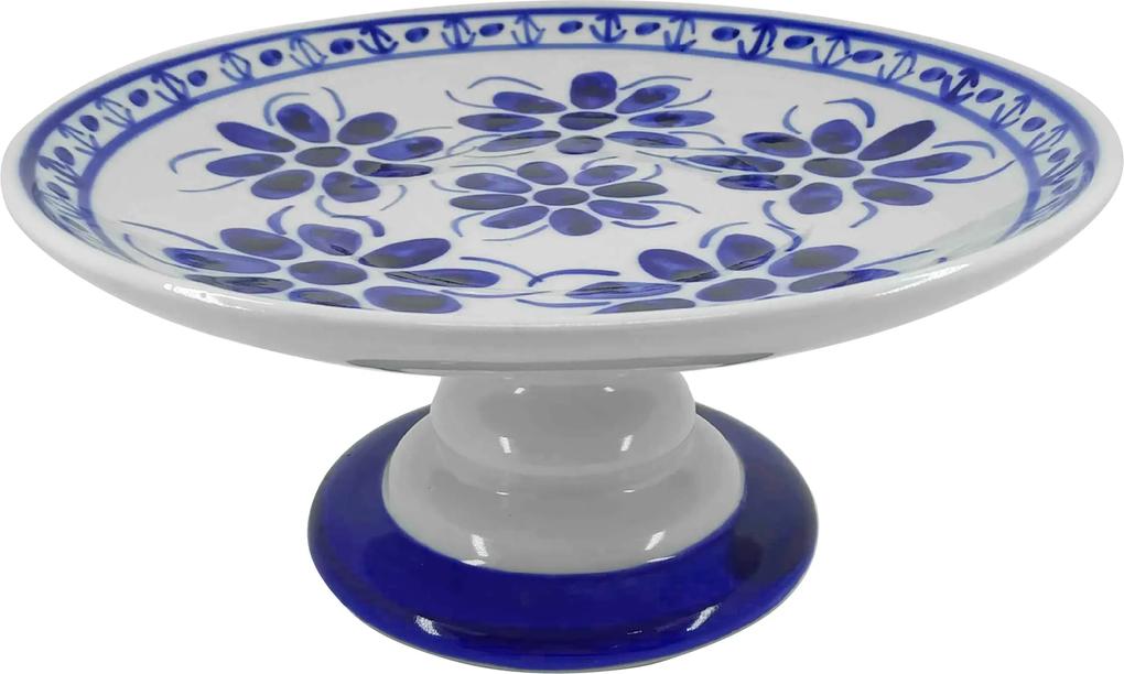 Prato Bolo Boleira em Porcelana Azul Colonial 27 cm