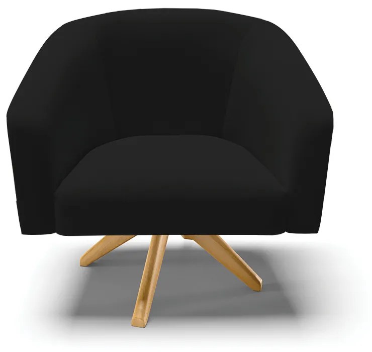 Poltrona Decorativa Giratória MA30 Stella Linho D03 - D'Rossi - A79 Preto