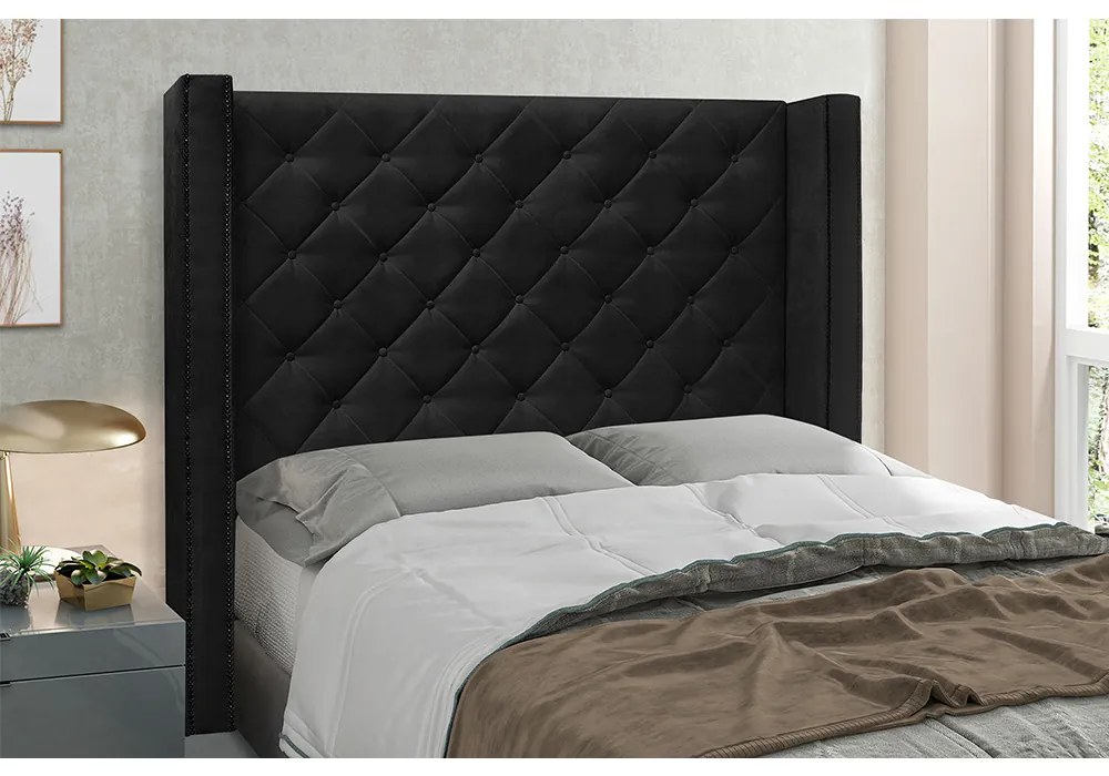 Cabeceira Vicenza Para Cama Box Solteiro 90 cm Suede Preto - D'Rossi