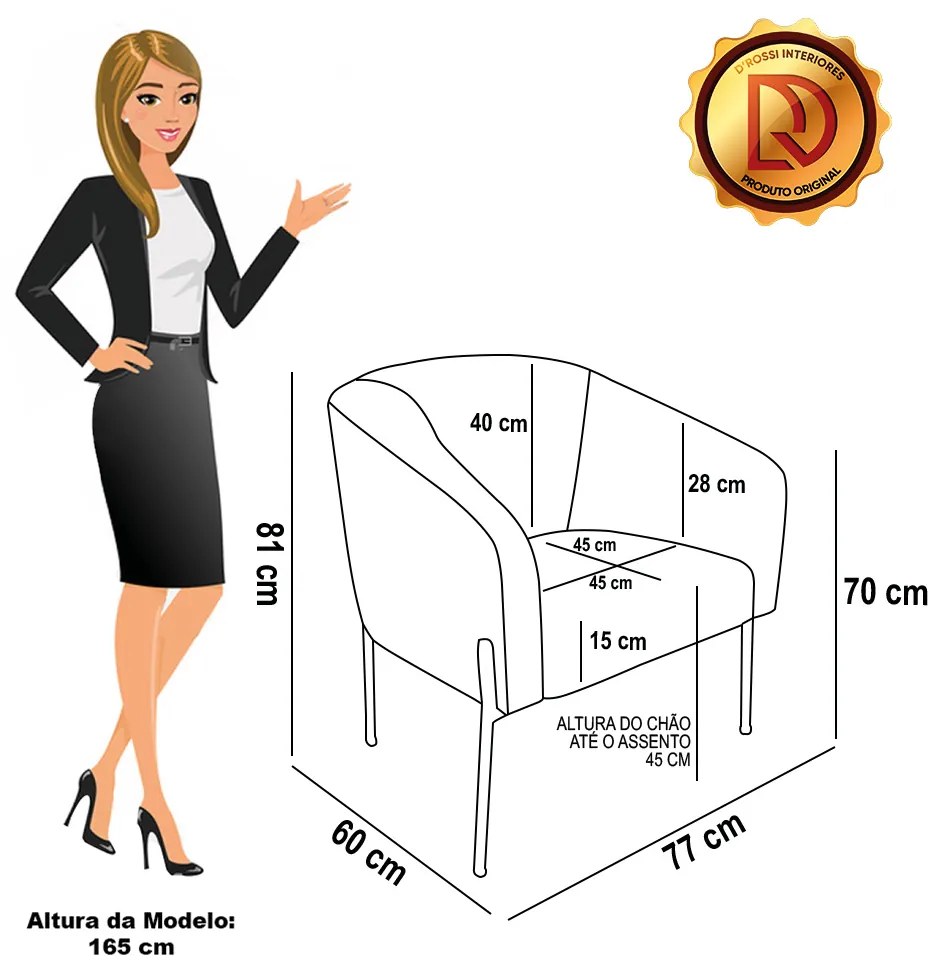 Poltrona Decorativa Pé de Ferro Dourado Stella Bouclê D03 - D'Rossi - Mostarda