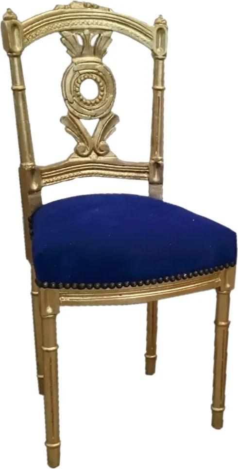 Cadeira Folheada a Ouro Clássica Pequena Azul
