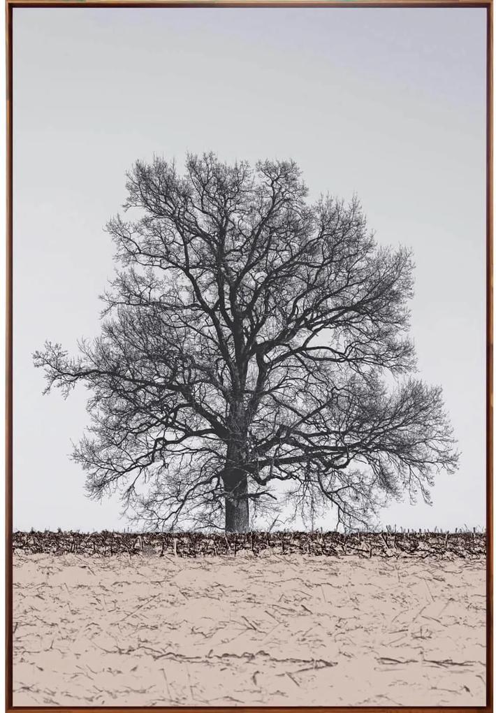 Quadro Tela Decorativa Com Moldura Marrom árvore Paisagem 100x150cm