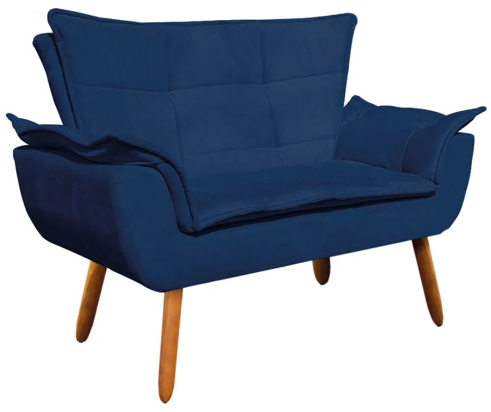 Sofá Namoradeira e Poltrona Giratória MM30 Opala Suede D03 - D'Rossi - Azul Marinho