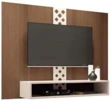 Painel TV 47 Pol 120cm Suspenso com Nicho Form Off/Castanho - HB Móvei