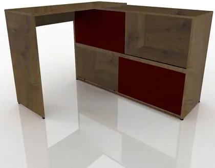 Mesa Para Computador Escrivaninha 2 Portas Olimpo Castanho/Bordô - Fit Mobel