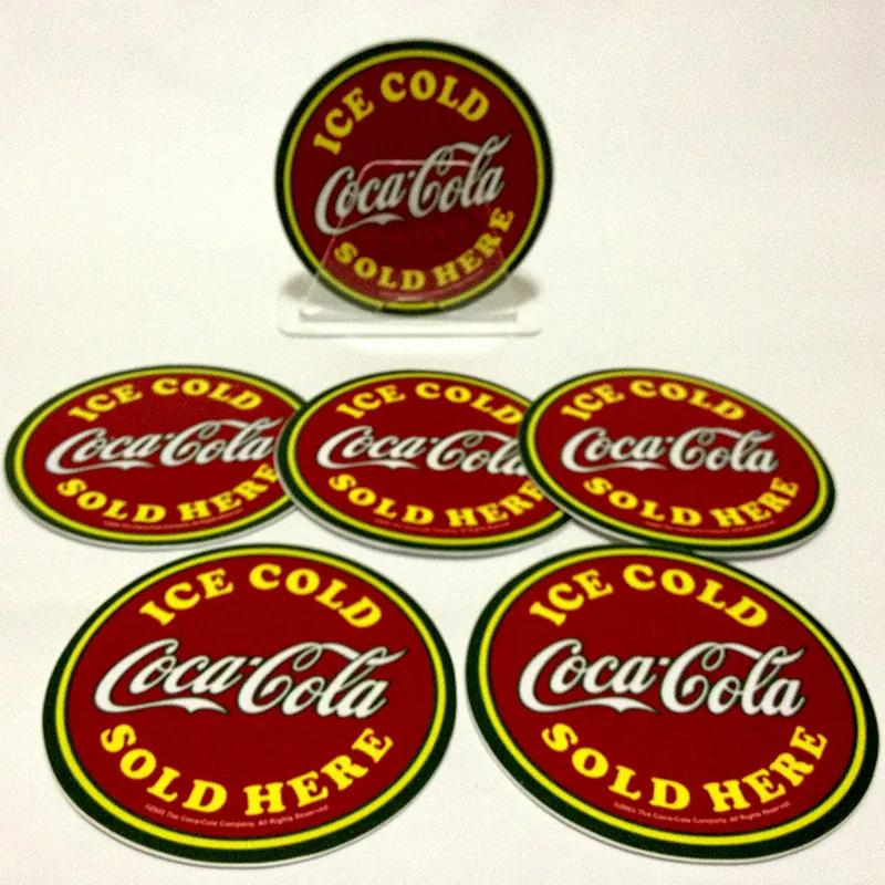 Conjunto com 6 Porta Copos Redondos Coca Cola Ice Cold