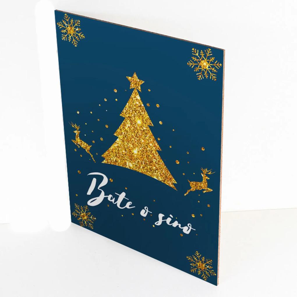 Placa Decorativa Prolab Gift Edição Natal Bate O Sino Azul Marinho 15x21cm